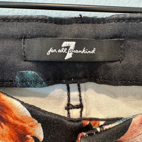 7 for all Mankind Black Tropical Floral Print Skinny Jeans Size 30 - Picture 6 of 9